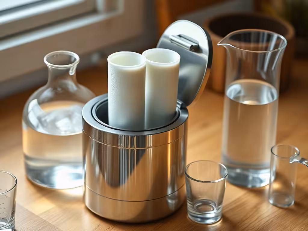 Filtration Doulton ou Berkey montrant des cartouches céramiques dans un filtre à gravité