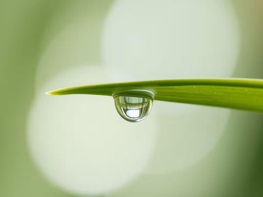 Gouttelette d'eau montrant les liaisons hydrogène et la cohésion moléculaire de H2O.
