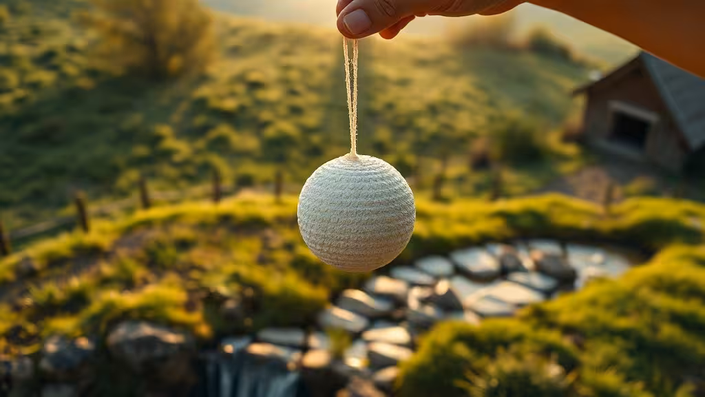Pendule de sourcier utilisé en extérieur pour rechercher un éventuel passage d'eau